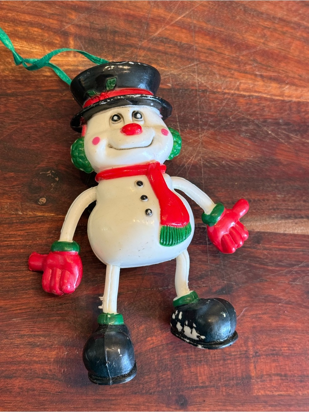 Vintage Easter Unlimited Plastic Snowman Ornament Bendable Frosty Christmas